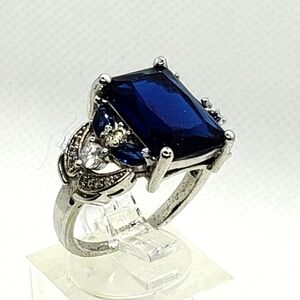 Dark BLUE TANZINITE RING 925 Sterling silver /COPPER